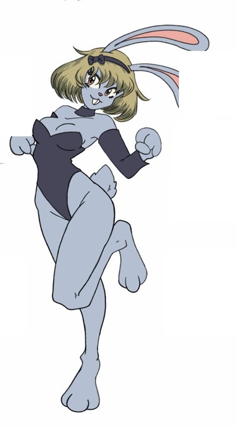 The bunny girl with flat base colours laid in