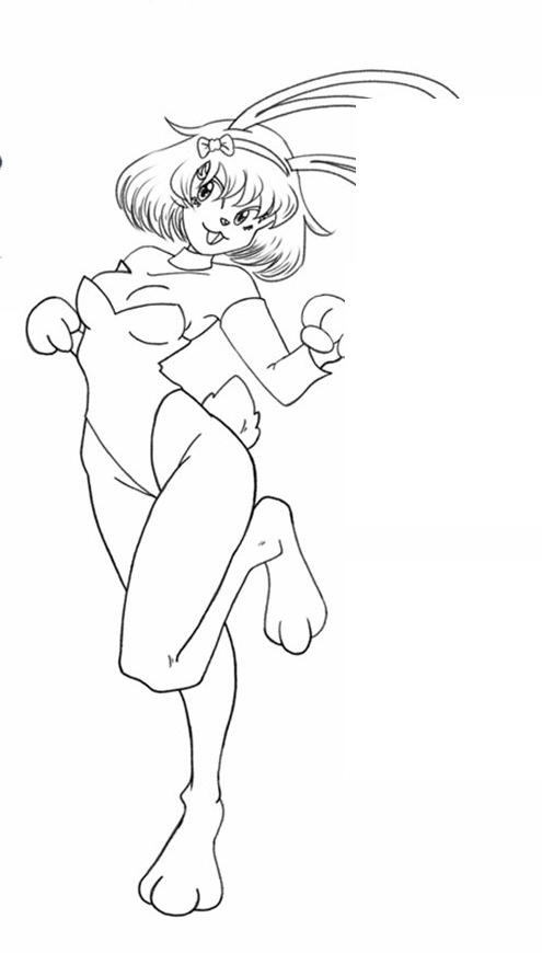 Clean line art of the bunny girl