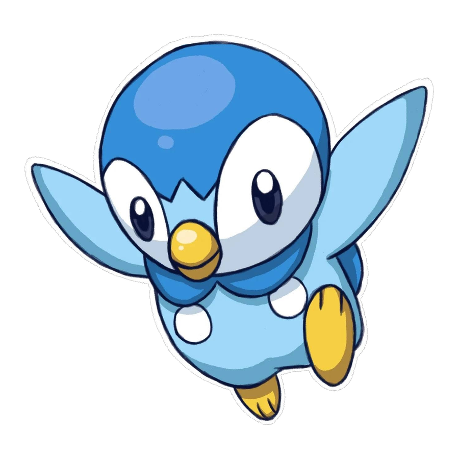 Die-cut sticker design of Piplup standing with its wings out
