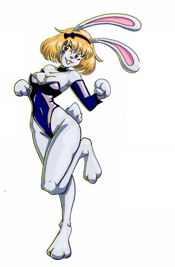 The bunny girl fully shaded with yellow rim light